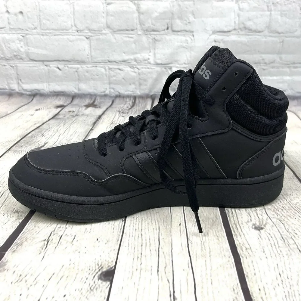 Adidas Hoops 3.0 Sneakers Men's Size 8 Classic Mid Top Triple Black Basketball